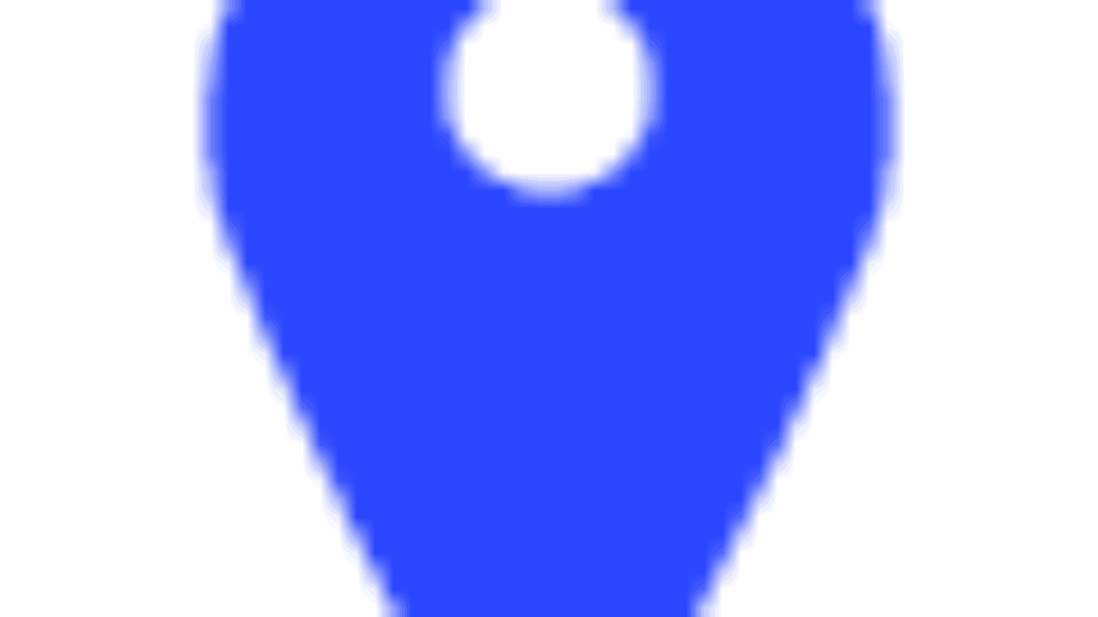Blue location pin icon on a white background.
