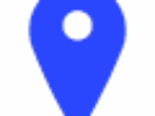 Blue location pin icon on a white background.