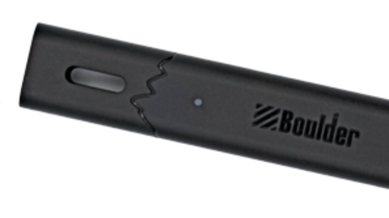 Close-up of a black Boox pen with a zigzag seam design.