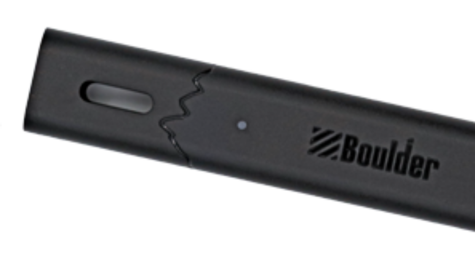 Close-up of a black Boox pen with a zigzag seam design.